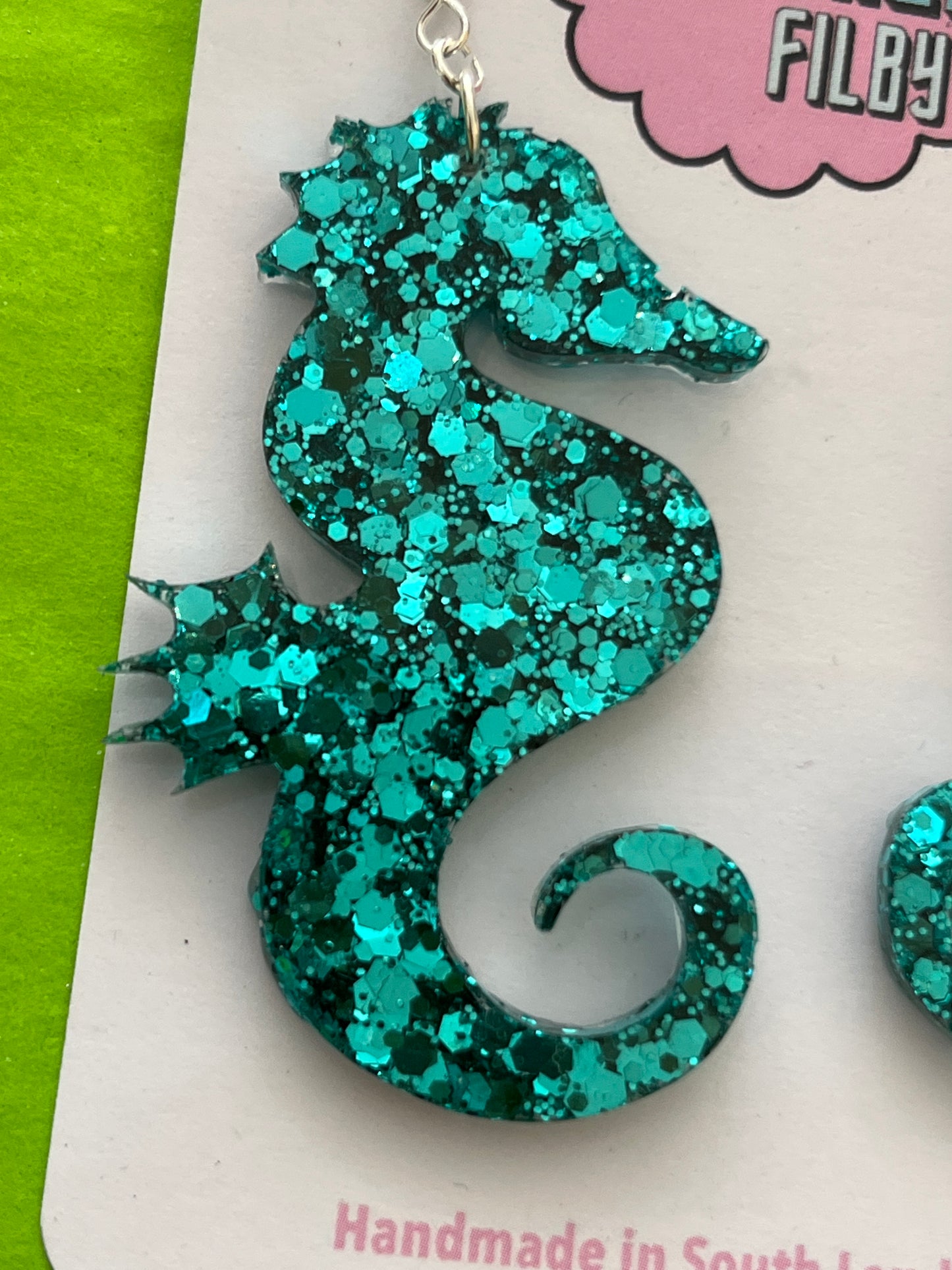 Sparkly Seahorse Earrings by Heather Filby