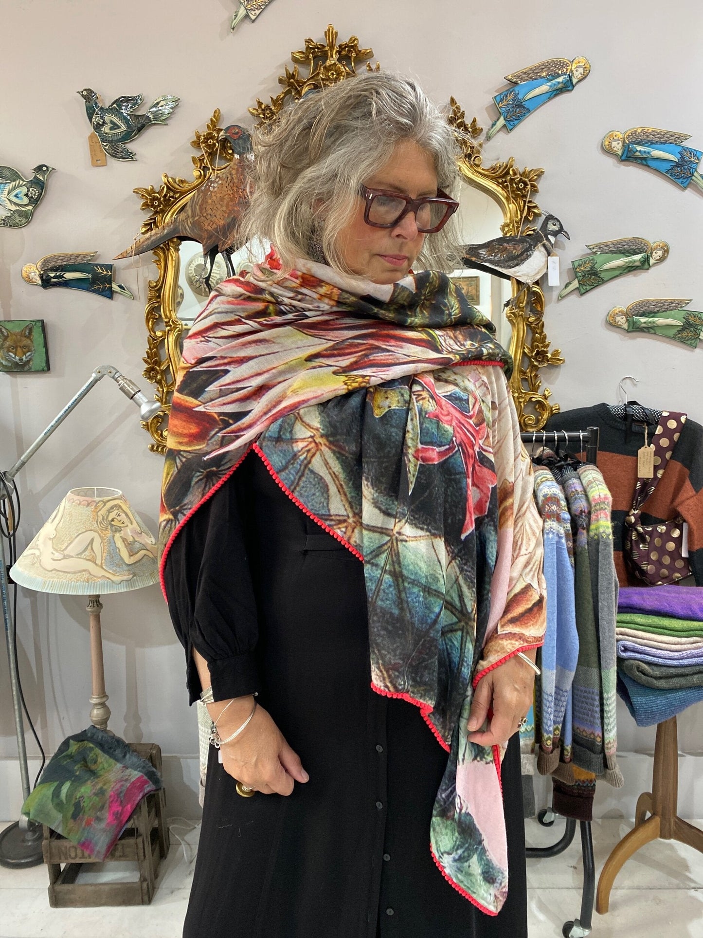 Lilies Woollen Scarf by Diana Wilson