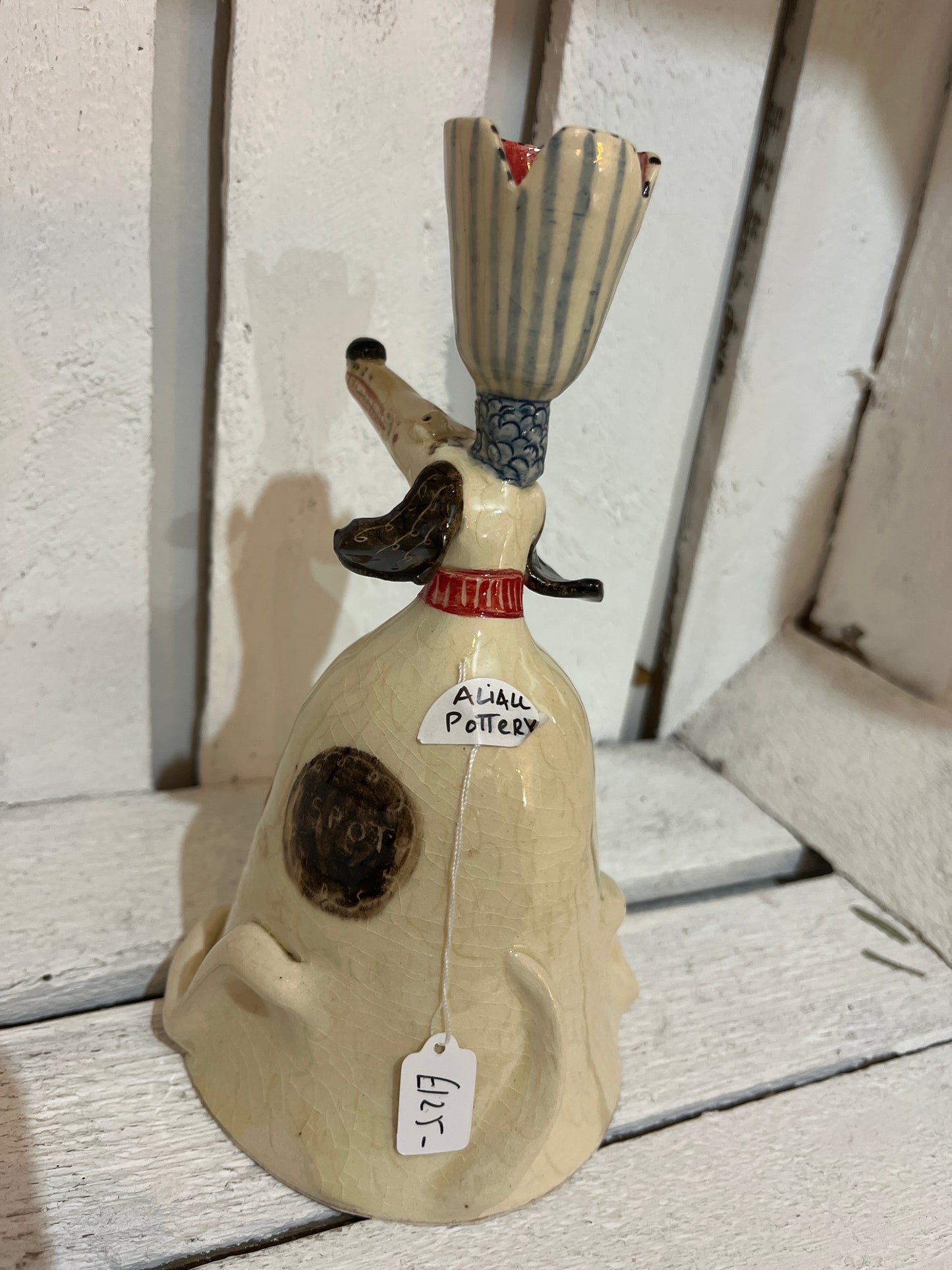 Smiley Hound Candlestick by AliAll Pottery
