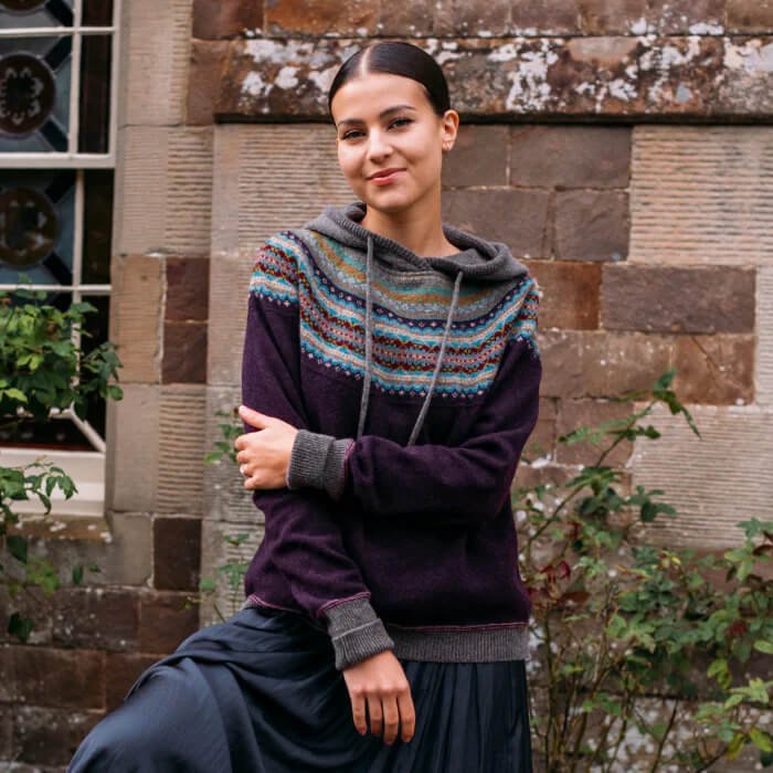 ERIBÉ Alpine Wool Hoody Sweater in Esmeralda (M)