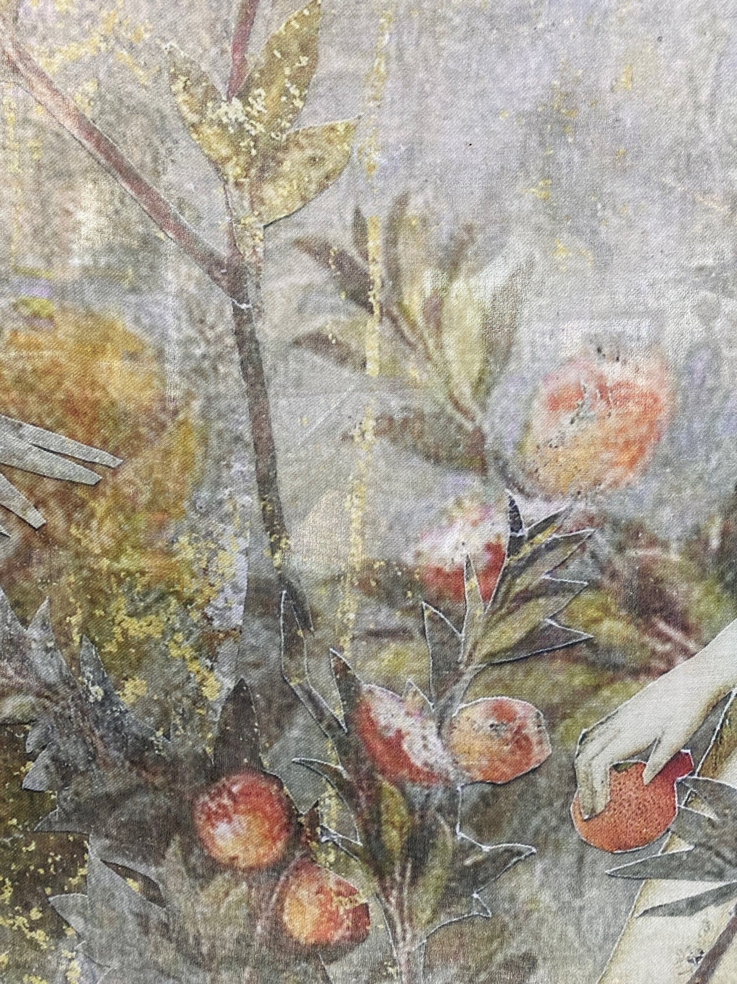 Wool Scarf - Cherub & Goddess with Pomegranates