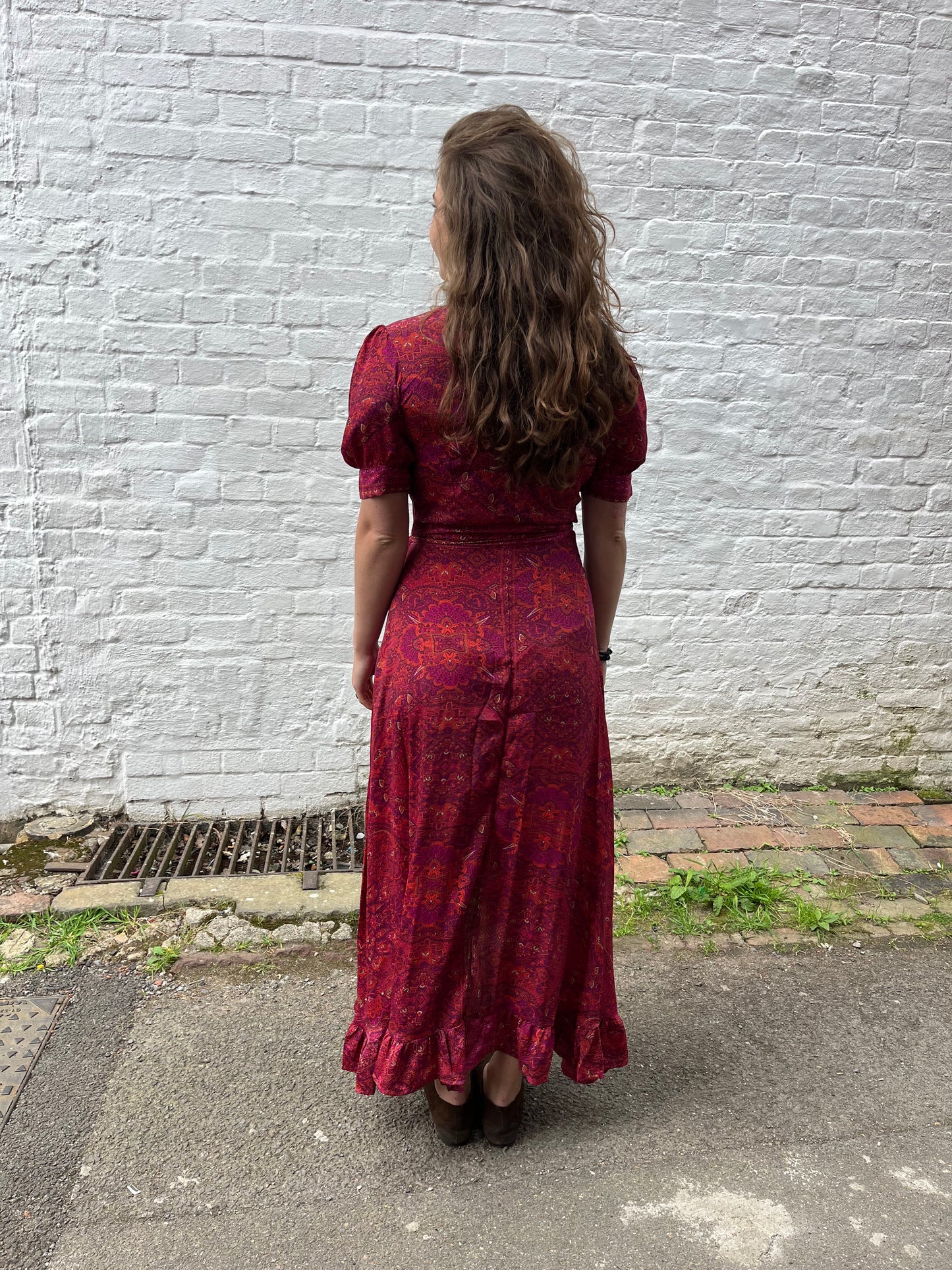 Fuchsia Pink/Red Floral Maxi Dress