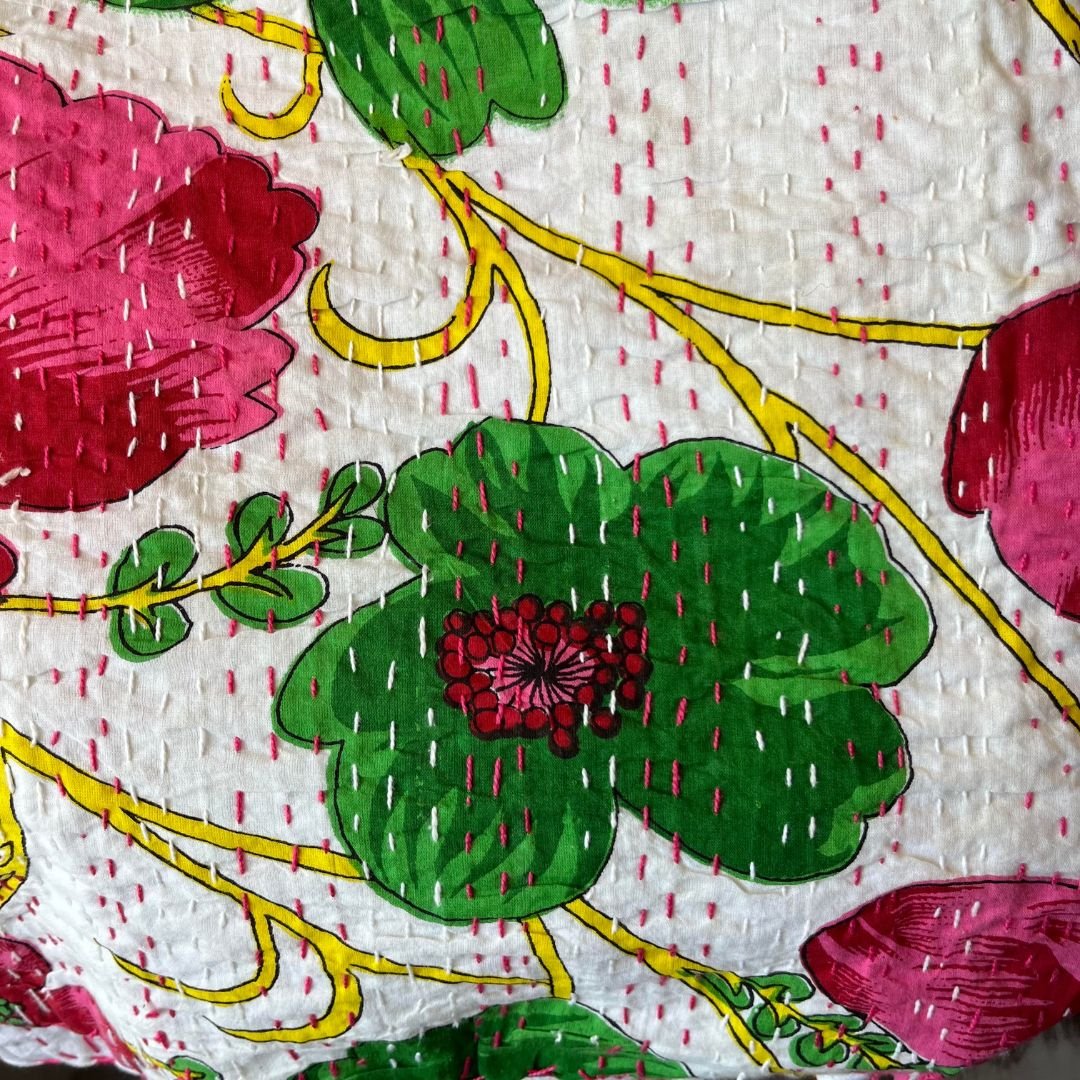 Handmade Vintage Kantha Quilts - 100% Cotton, Unique Patterns