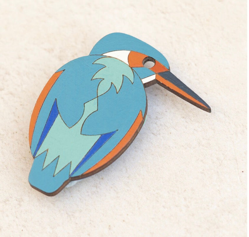 Kingfisher Hand Painted Brooch