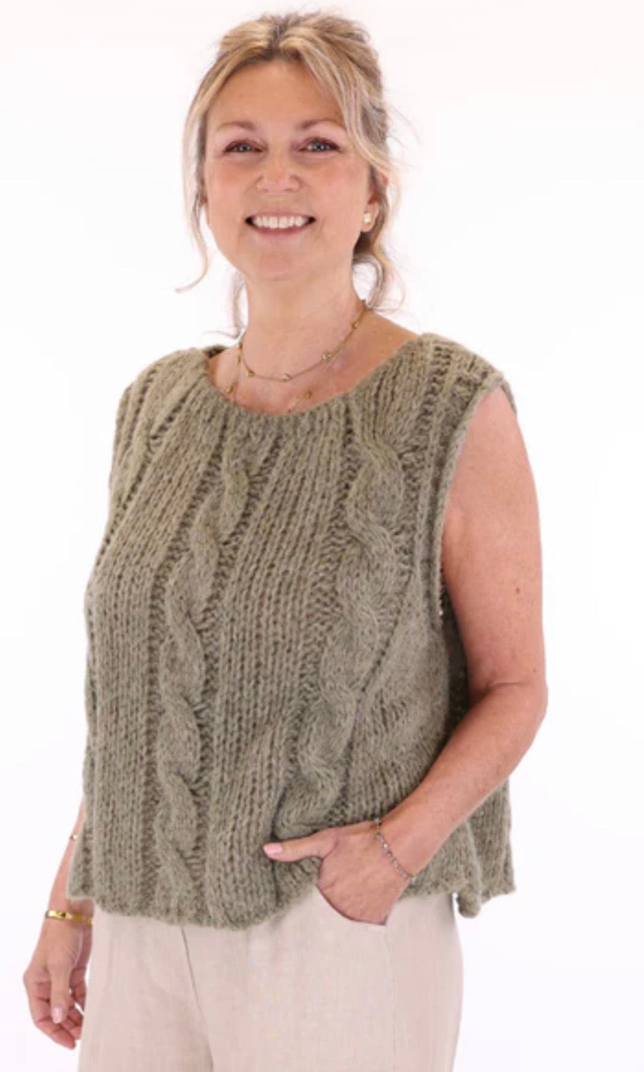 Cadenza Alpaca Blend Cable Tank Top