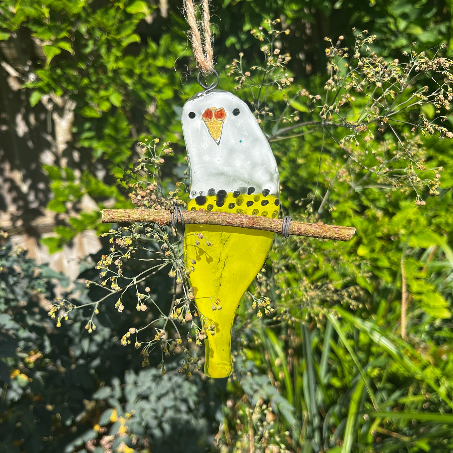 Little Yellow and Green Glass Budgie