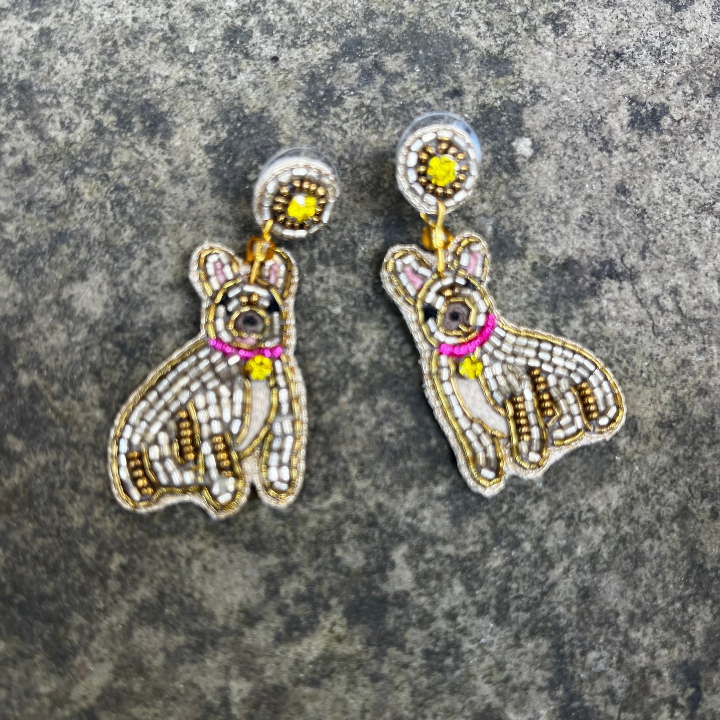 French Bulldog Beaded Earrings