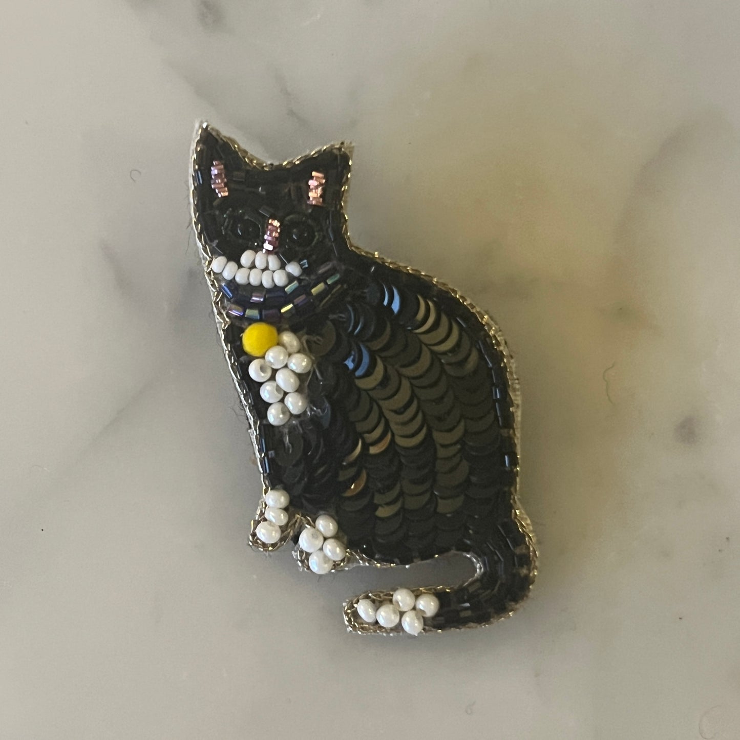 Black and White Cat Brooch