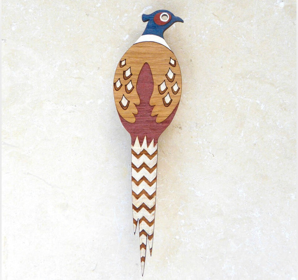 Pheasant Hand Painted Brooch