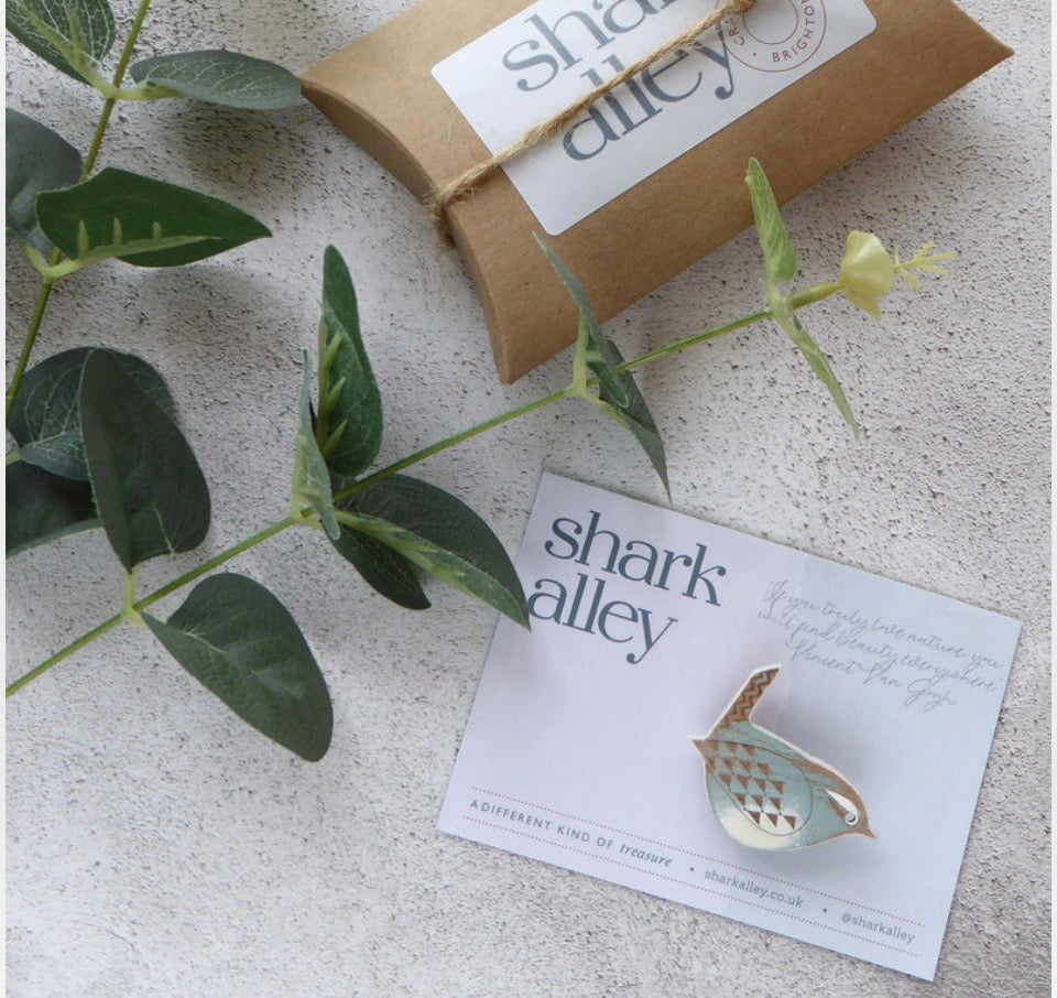 Wren Hand Painted Brooch