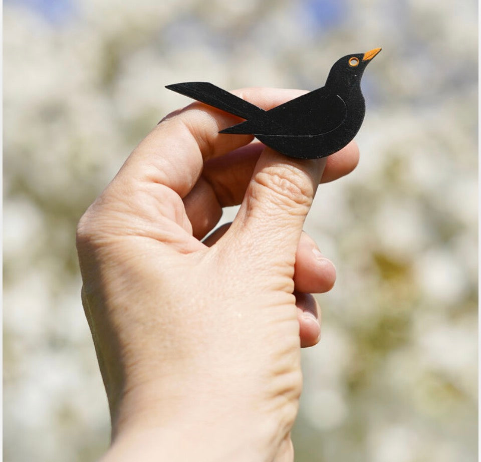 Blackbird Hand Painted Brooch