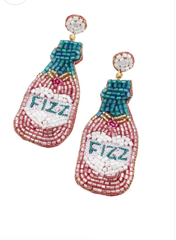 Pink Fizz Bottle Earrings