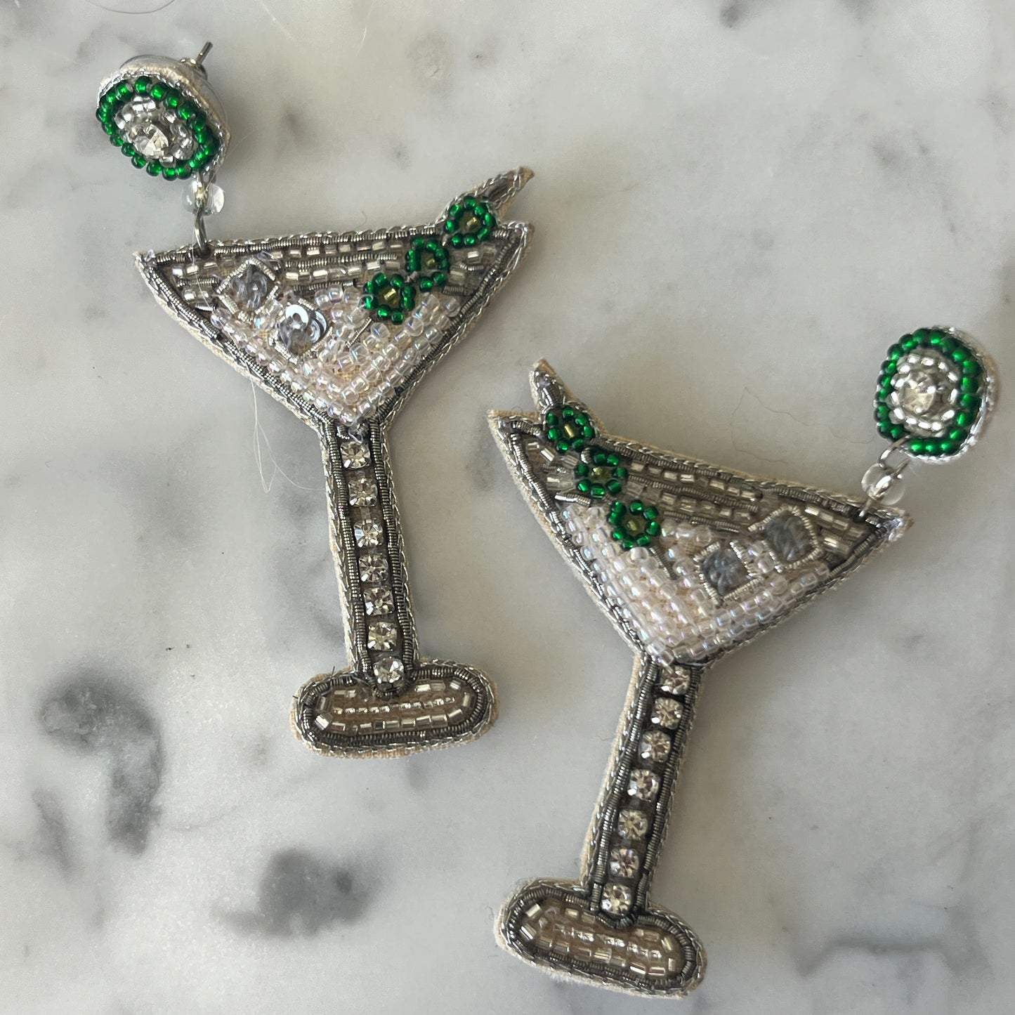 Martini Cocktail Beaded Earrings