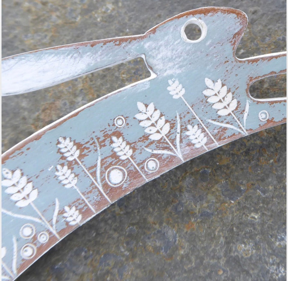 Large Hare brooch in Duck Egg Blue