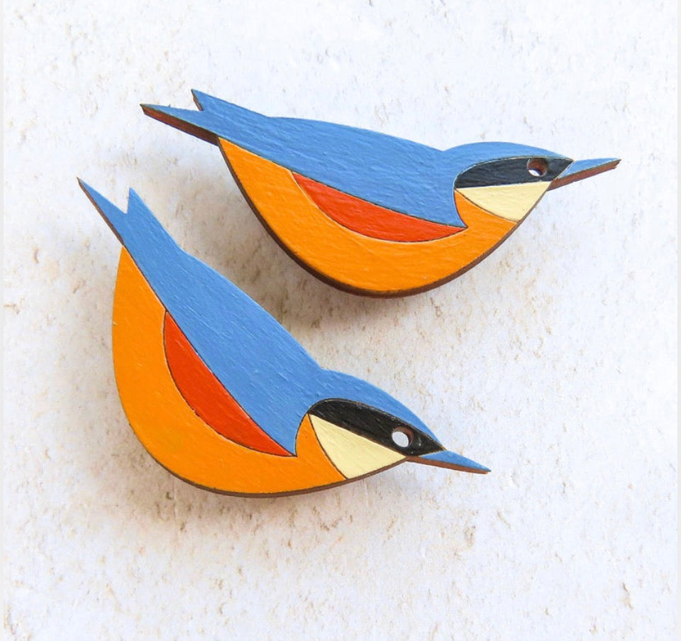 Nuthatch Hand Painted Brooch