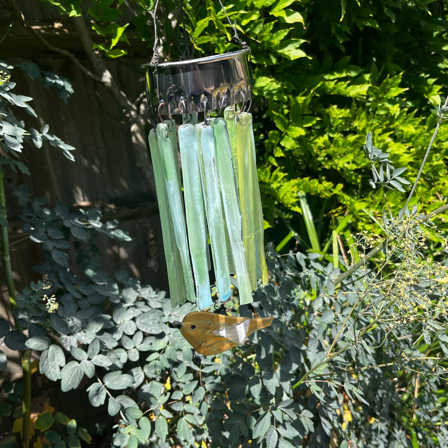 Stunning Glass Chandelier with Bird