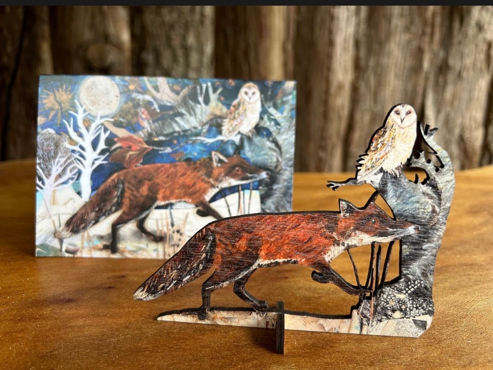 The Fox and Owl Birch Plywood Keepsake and Greeting Card