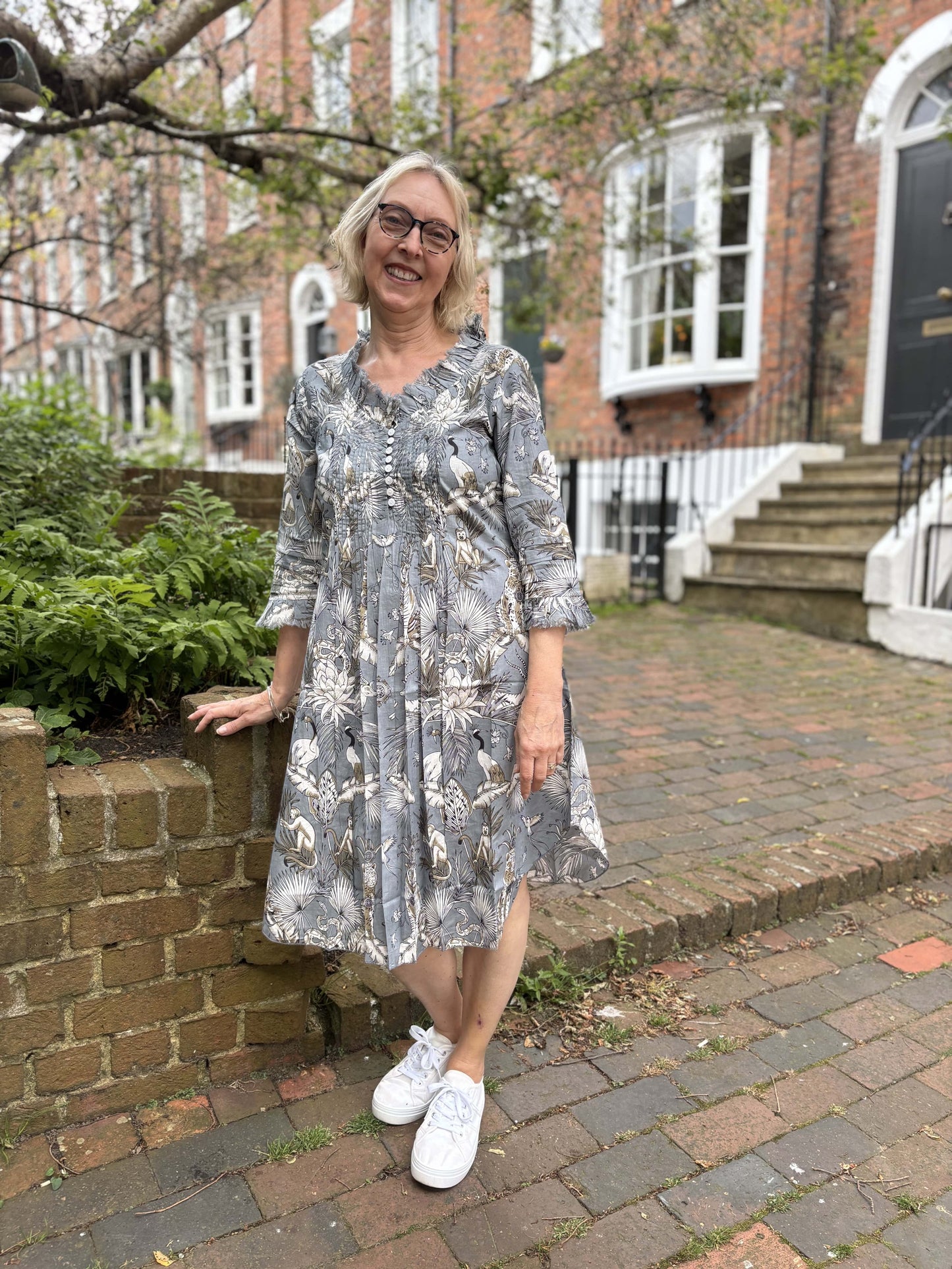 Grey Tropical Cotton Annabel Tunic by At Last