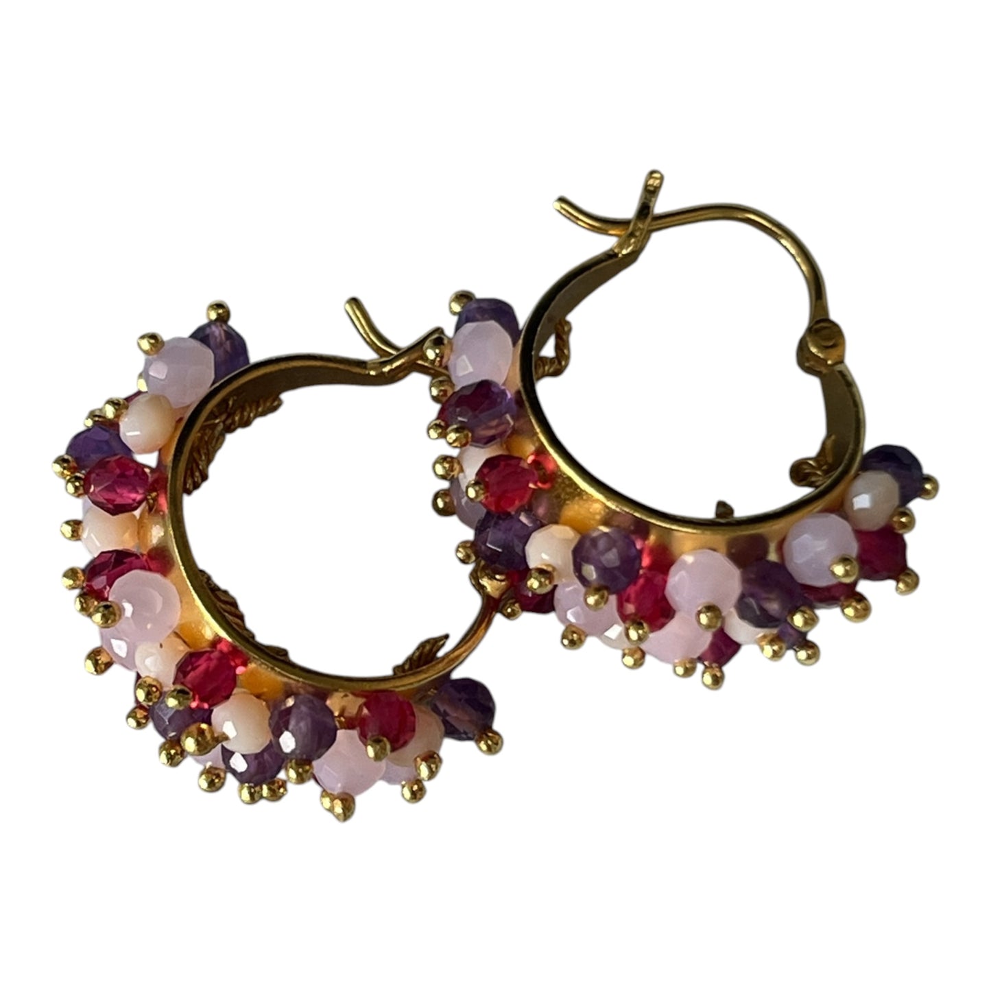 Pink Bejewelled Hoops