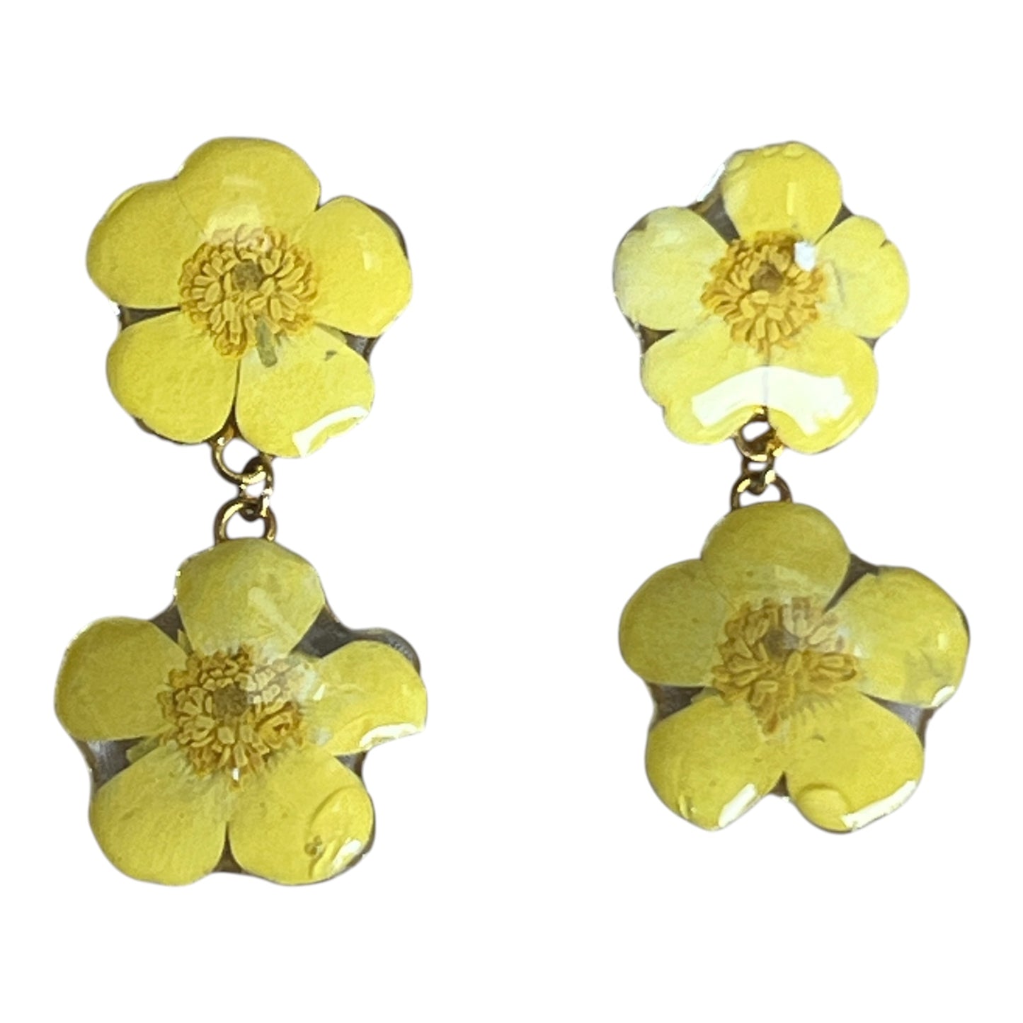 Double Dangle Buttercup Stud Earrings