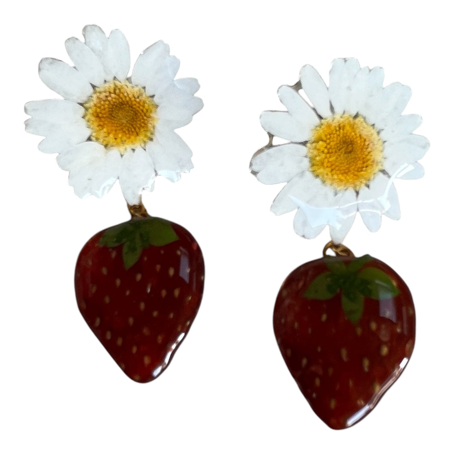 Strawberry & Daisy Sterling Silver Earrings