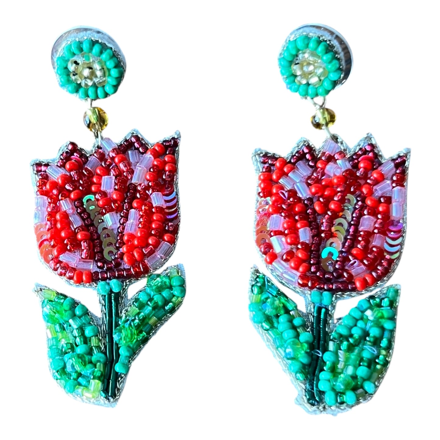 My Doris Red Tulip Earrings