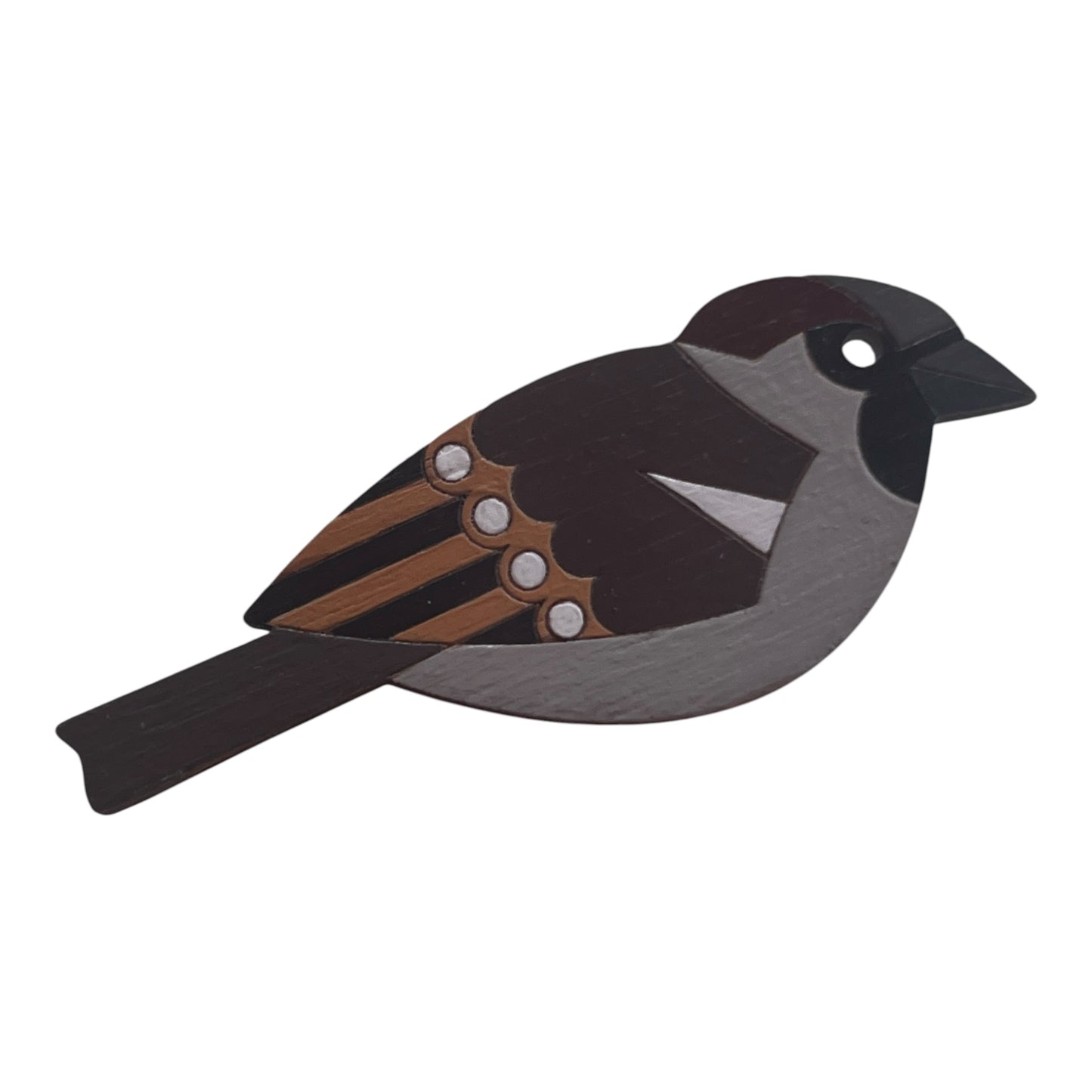 House Sparrow Hand Painted Brooch by Shark Alley