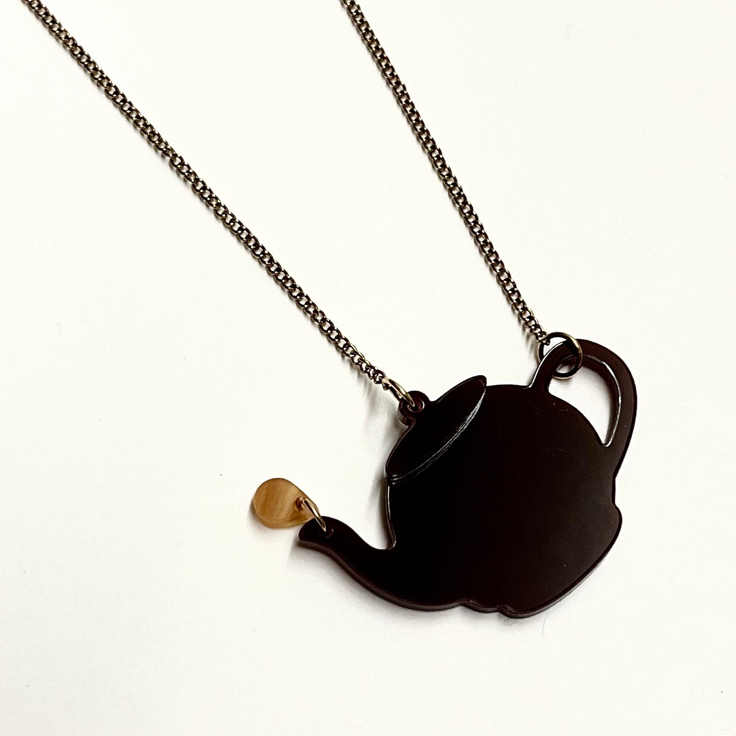 Maroon Teapot Pendant with Drip