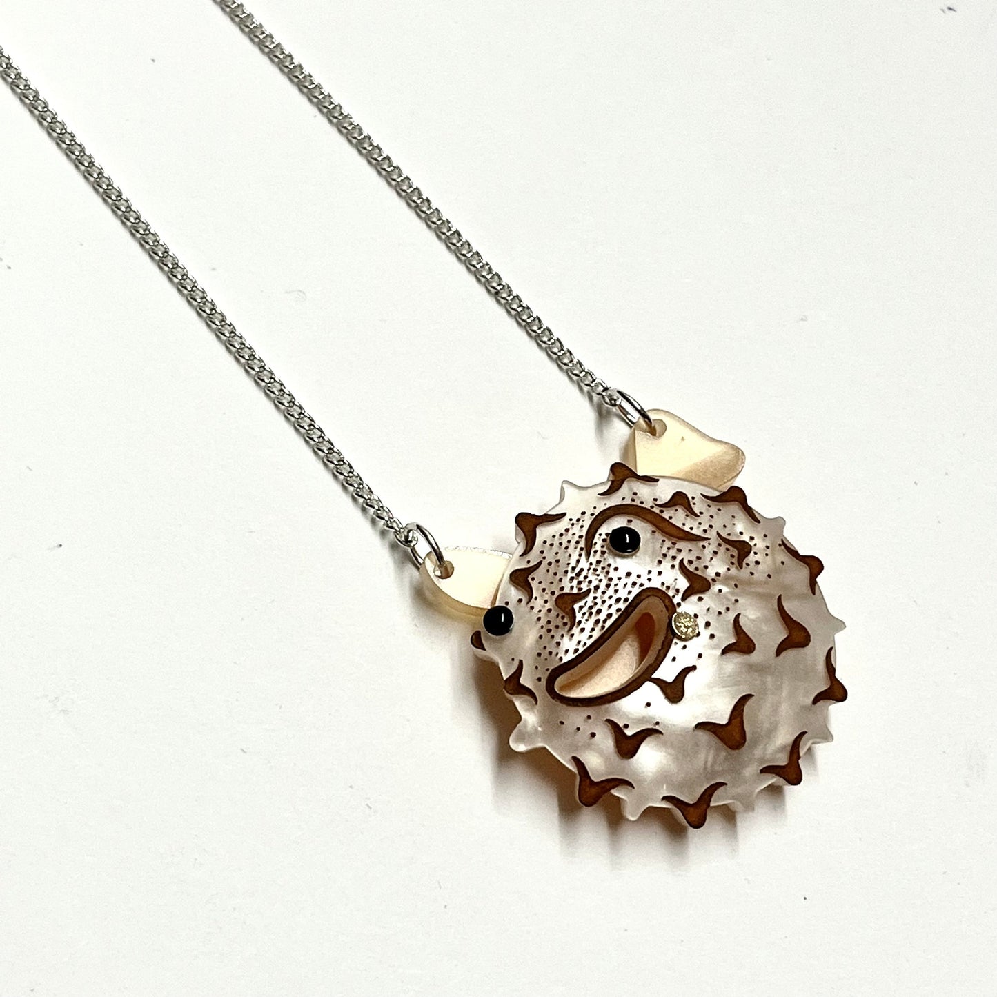 Puffer Fish Pendant | Handmade Recycled Acrylic Jewellery