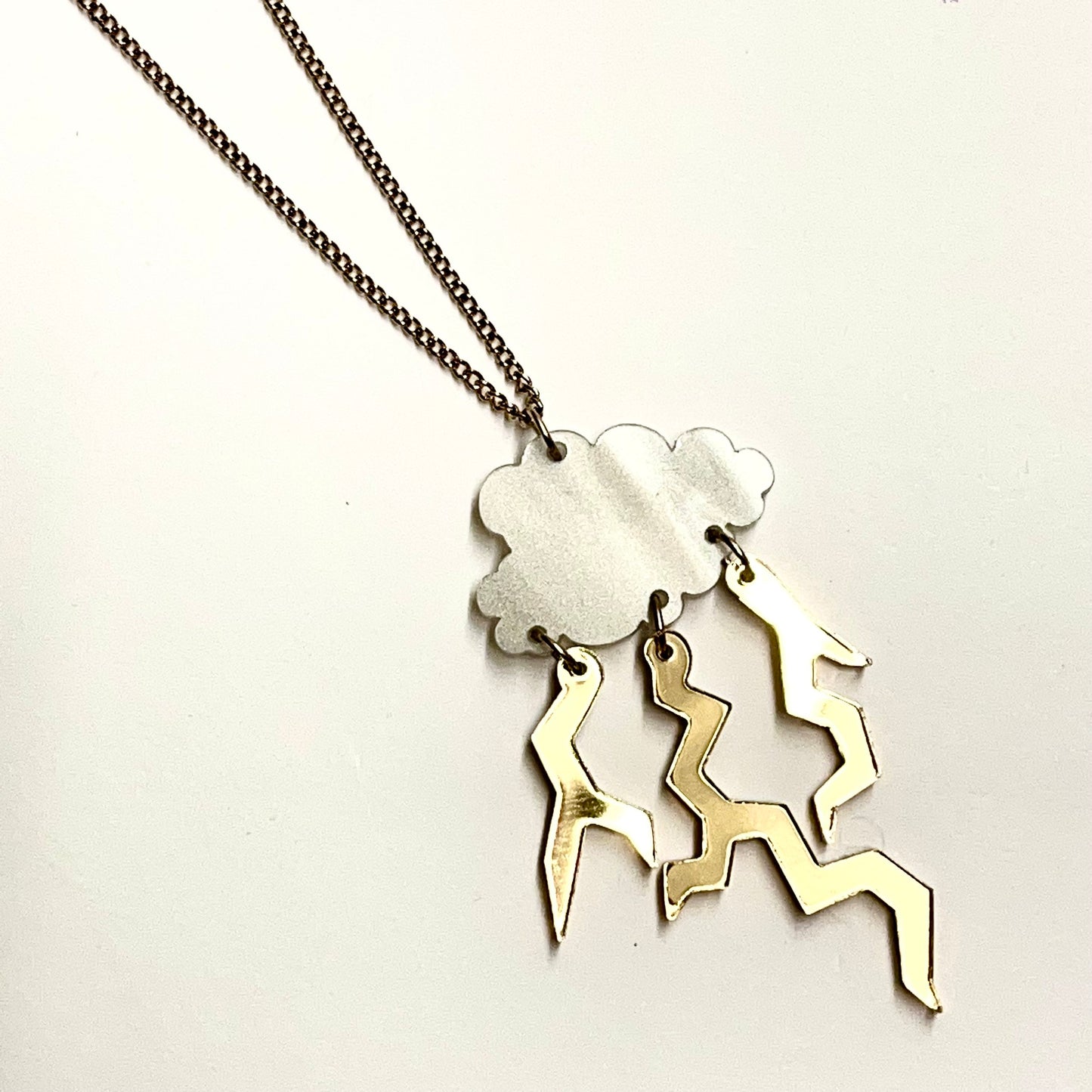 Cloud and Lightning Pendant – Handmade Recycled Acrylic Jewellery