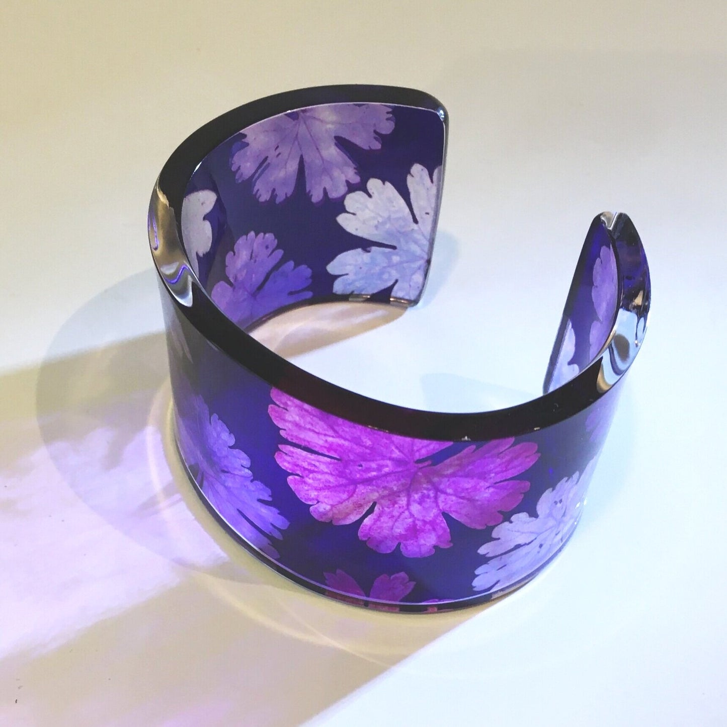 Unique Handcrafted Wide Pink and Purple Flower Cuff | Recycled Bracelet