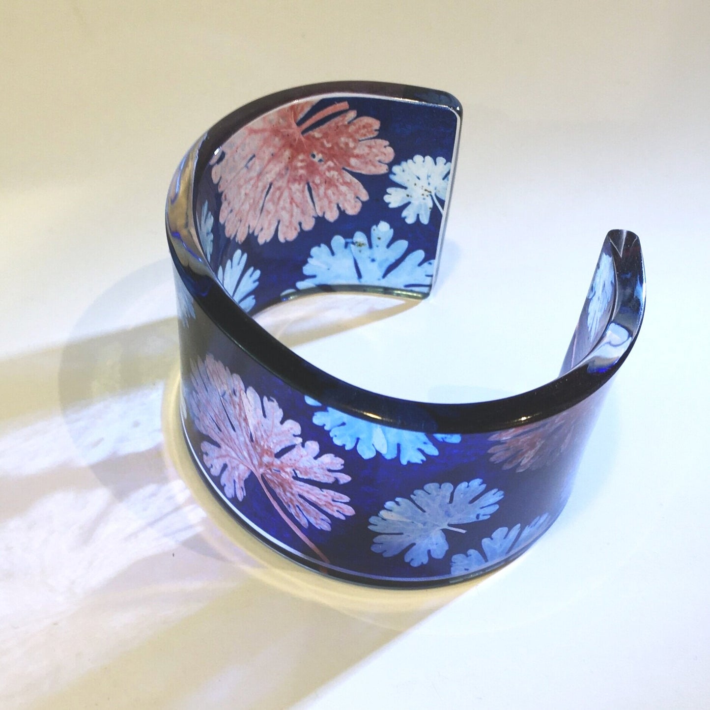 Unique Handcrafted Pale Blue Cornflower Cuff | Recycled Acrylic Jewellery