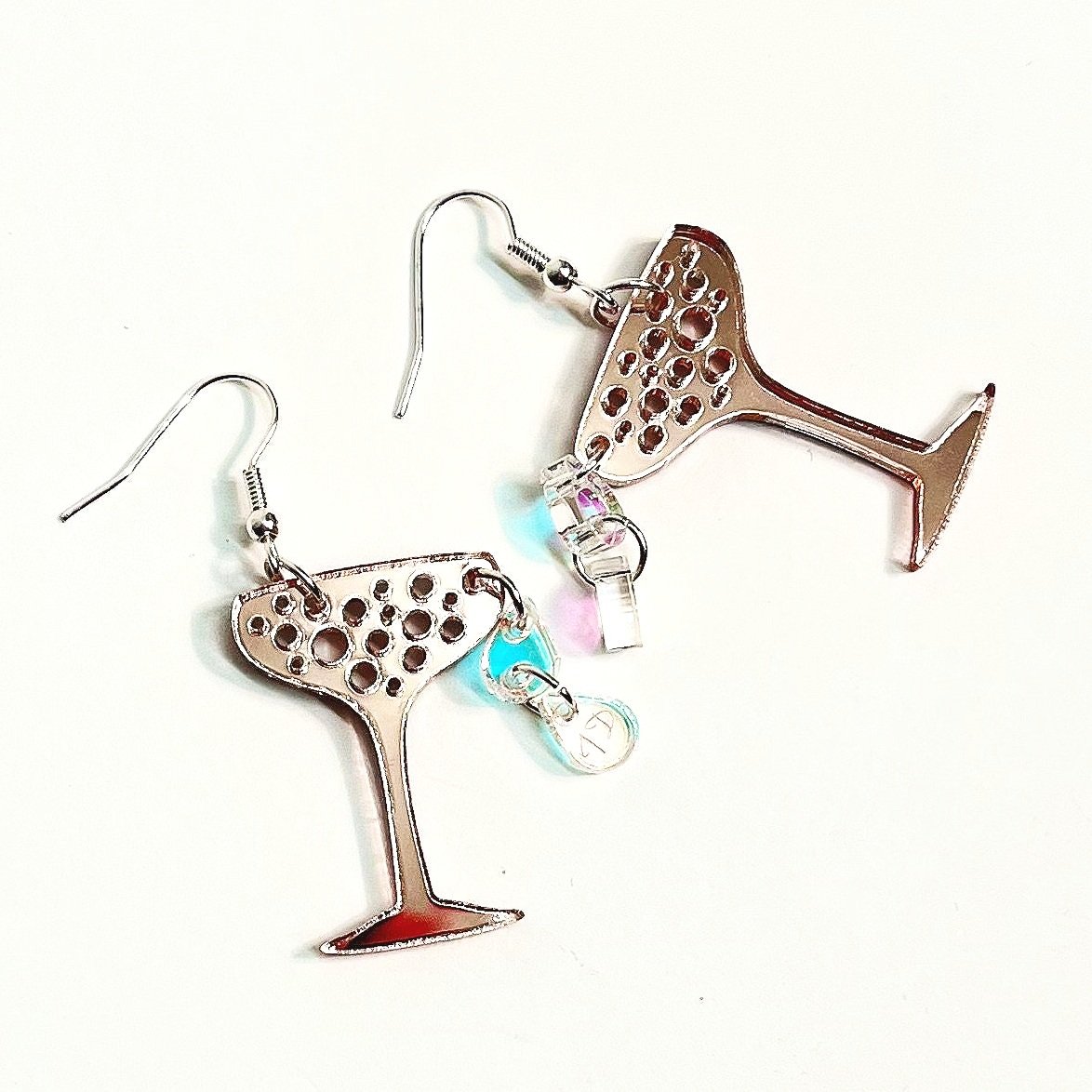 Cocktail Drink Earrings | Handmade Recycled Acrylic Party Jewellery