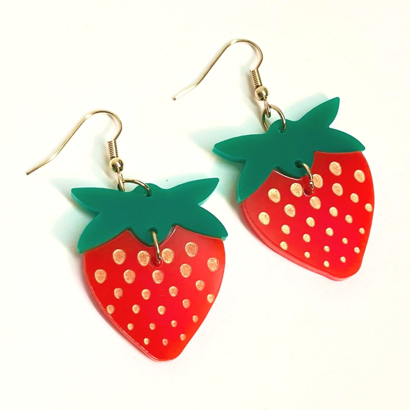 Strawberry Earrings | Handmade Recycled Acrylic Playful Jewellery