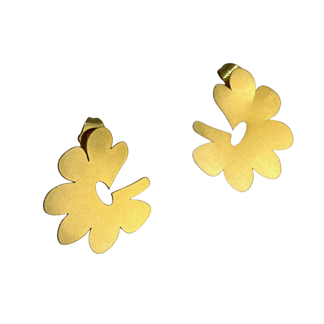 Handcrafted Bronze Flower Stud Earrings - Available in Small and Large Sizes