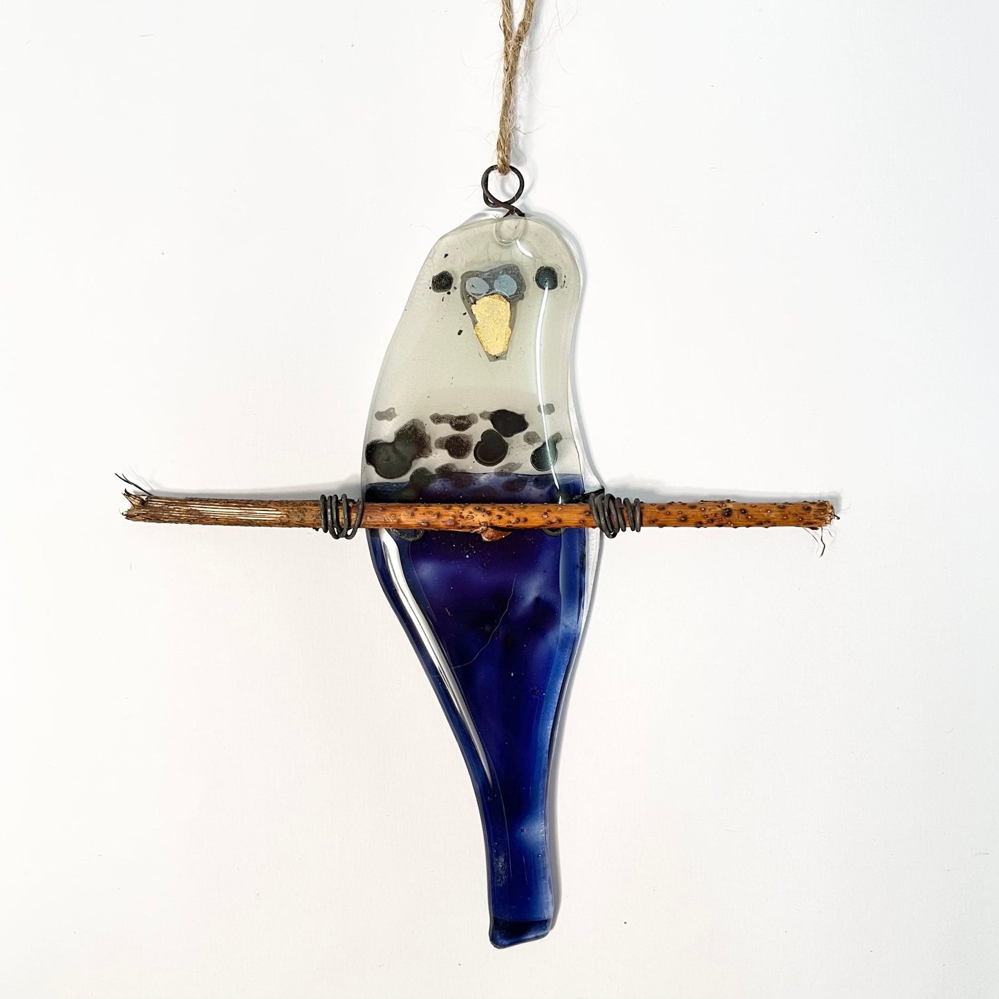 Little Navy Glass Budgie