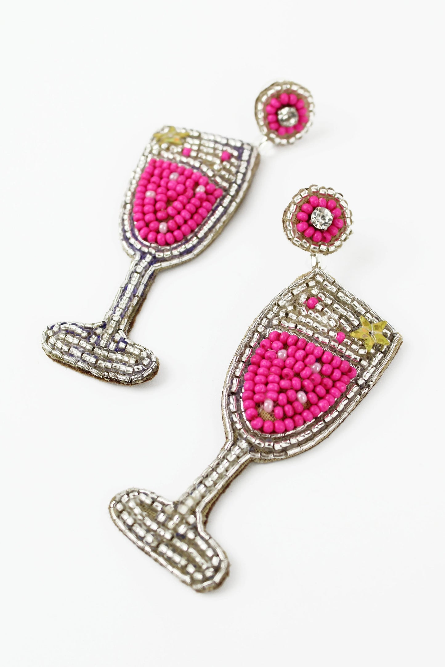 Vibrant Pink Fizz Beaded Earrings - My Doris