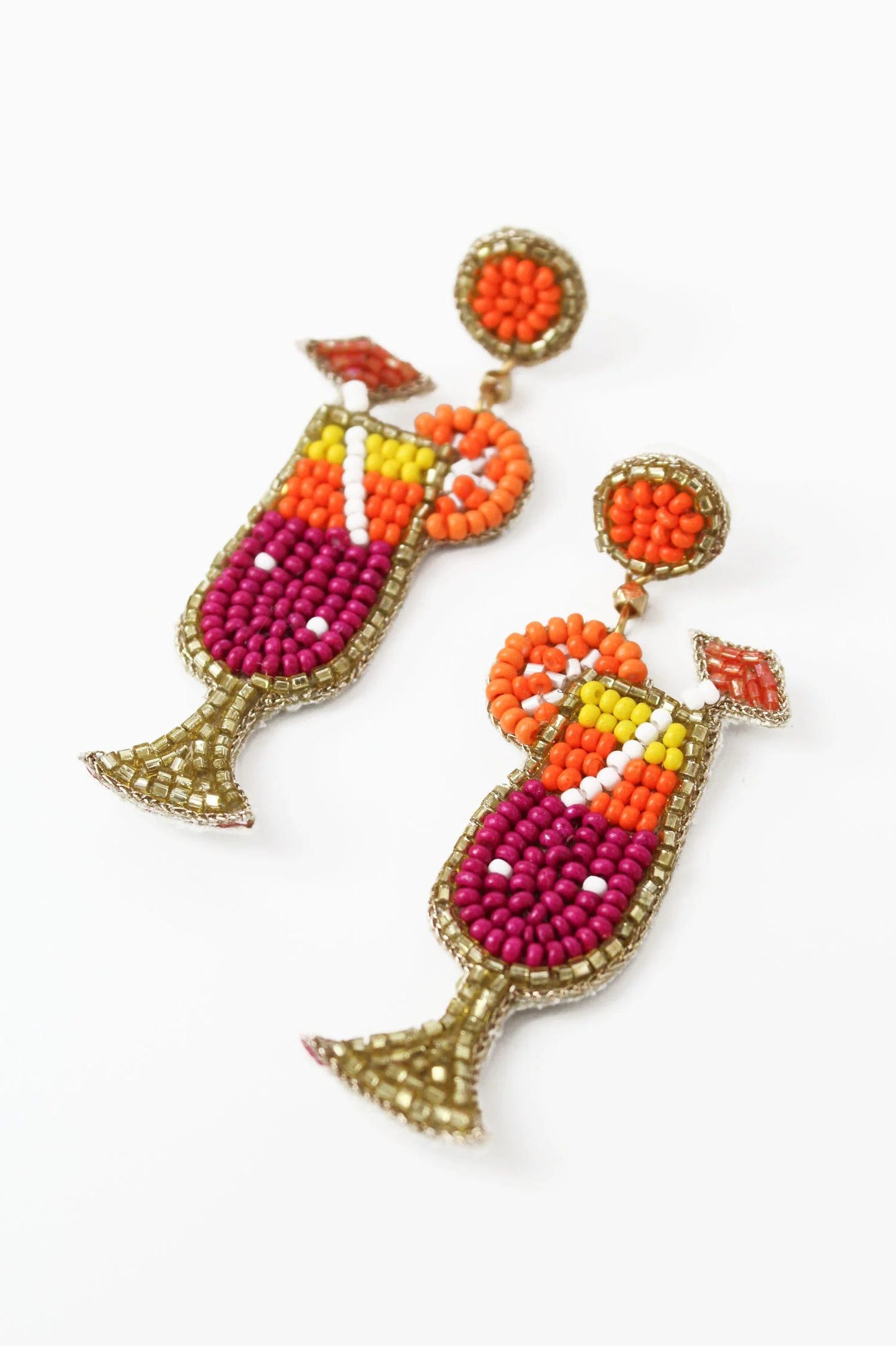 Tequila Sunrise Cocktail Beaded Earrings | My Doris