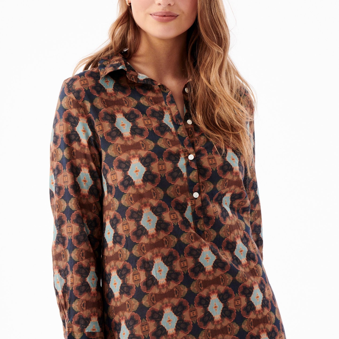 Gilli Long Shirt Dress Navy Tanzania with Pockets by Oneseason