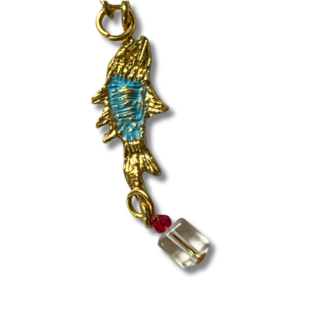 Double Fish Drop Earrings | 24ct Gold-Plated Wiring