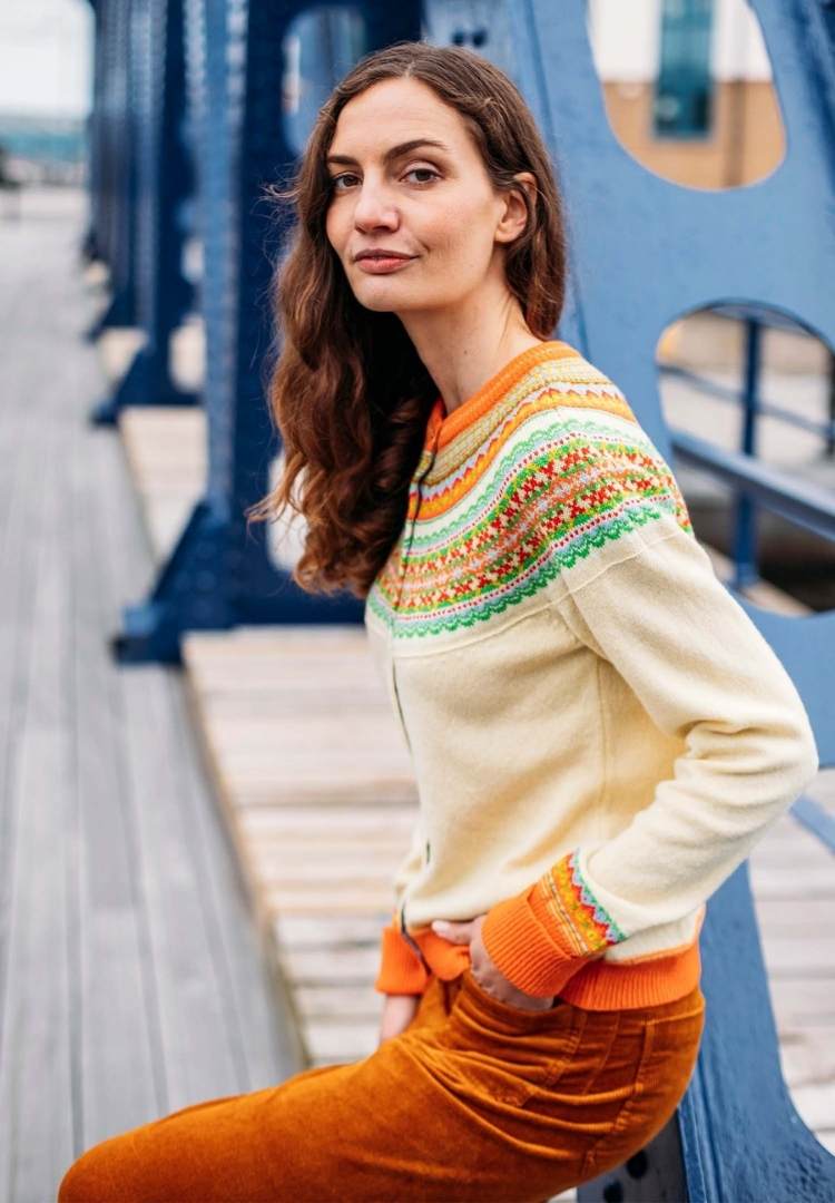 Eribe Women's Wool Alpine Long Cardigan | Limoncello