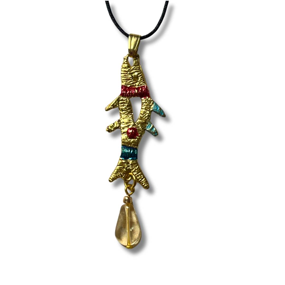 Folk Fish Pendant Necklace | 24ct Gold-Plated Wiring