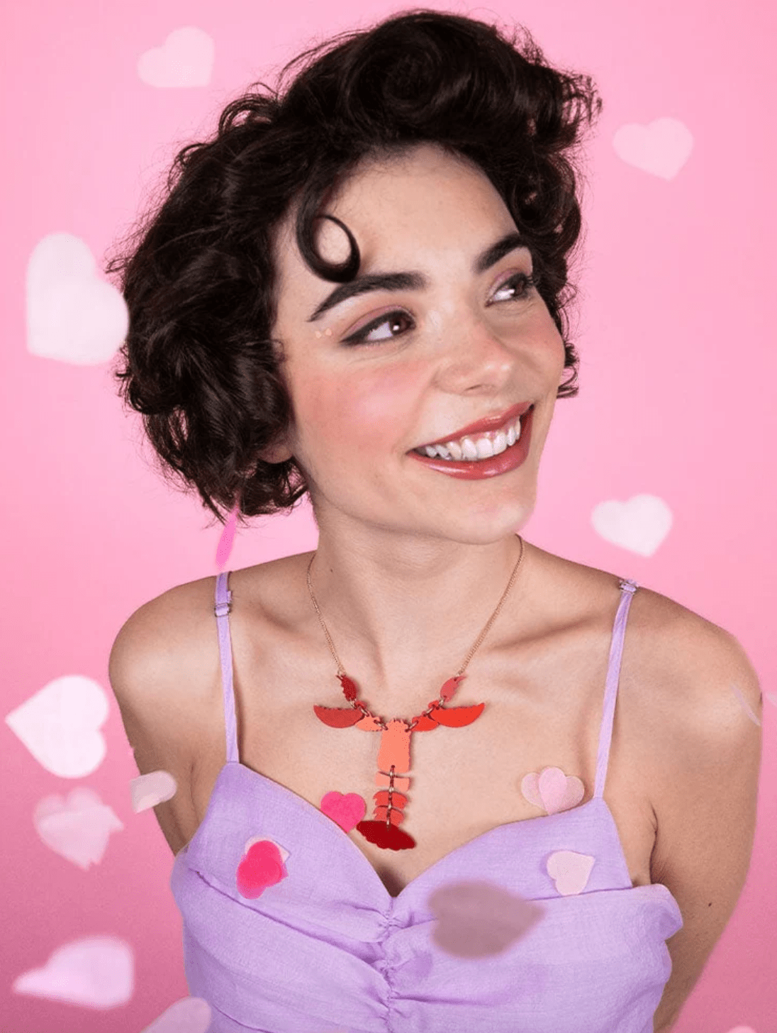 Tatty Devine Giant Red Lobster Necklace with Red Gems