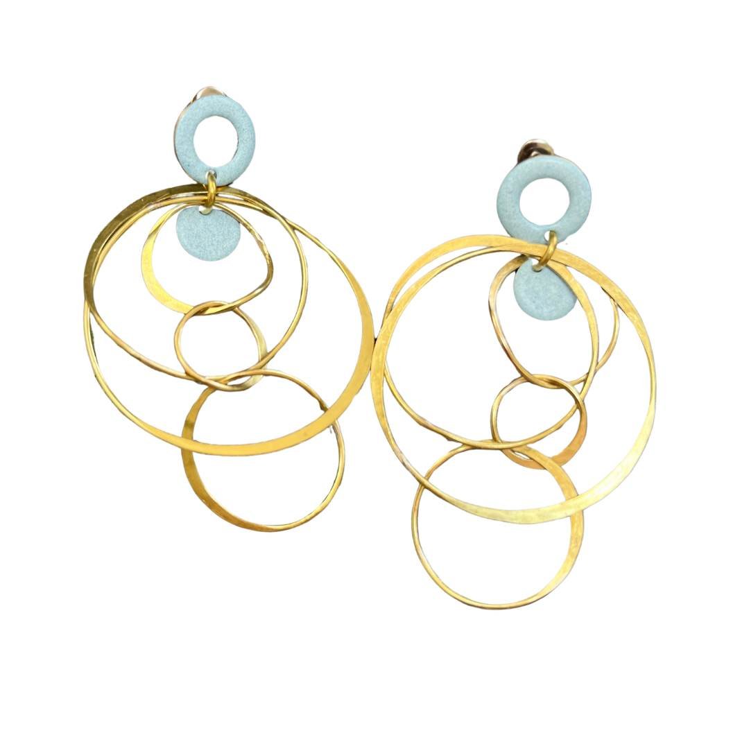 Celeste Sparkle Earrings - Handmade Brass and Patina | Unique Artisanal Jewellery
