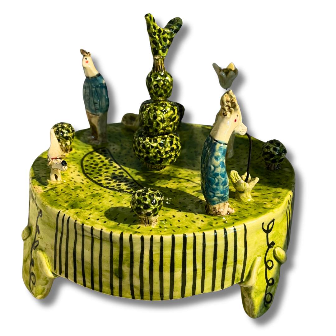 “Open Gardens” Handmade Ceramic Garden Scene Ornament