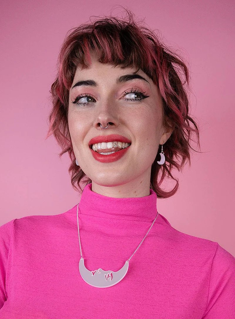 La Luna Moon Necklace in Moonlight - Silver Crescent Pendant with Adjustable Chain