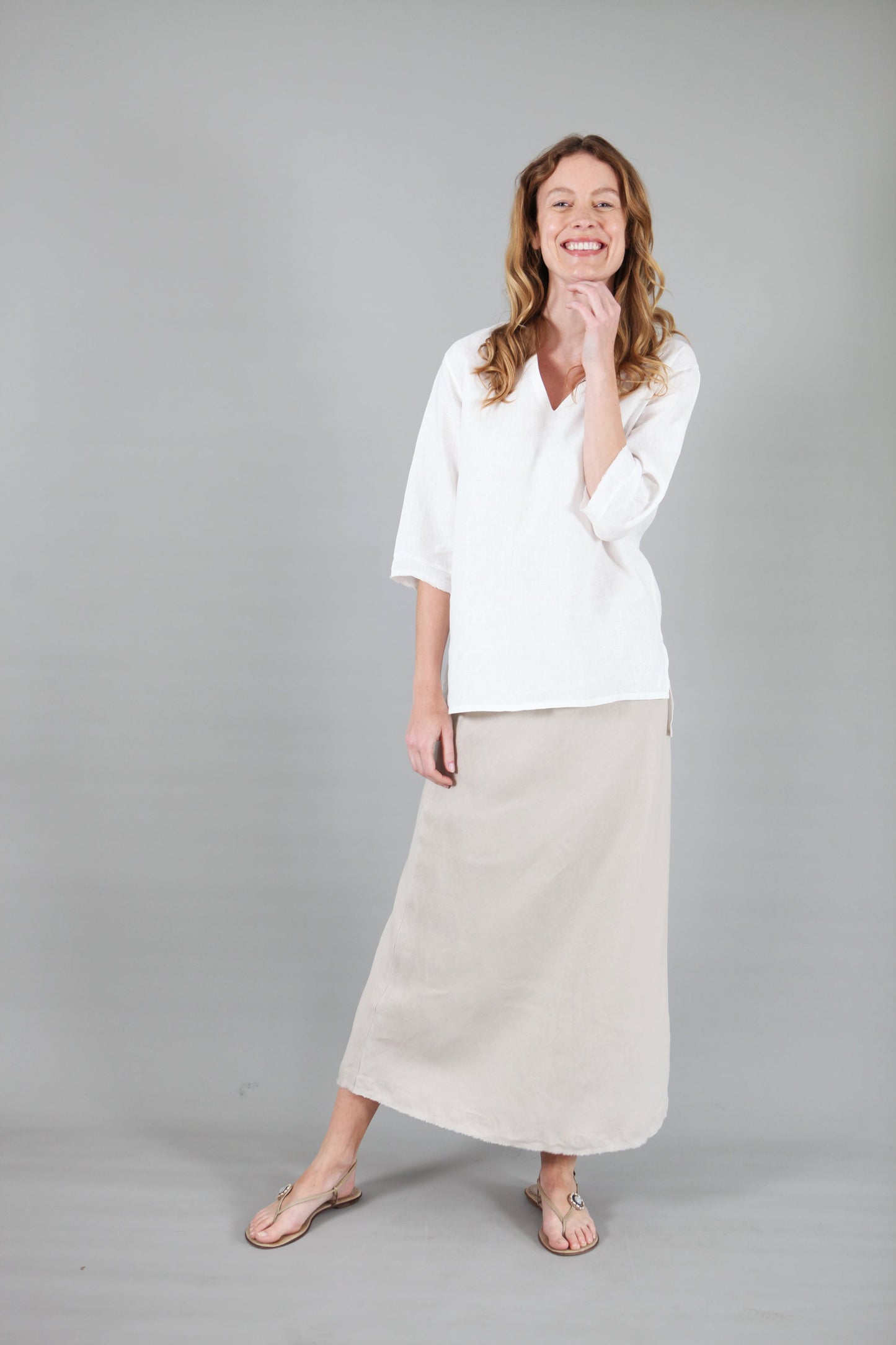 Bettie, 100% linen skirt natural by dearprudence