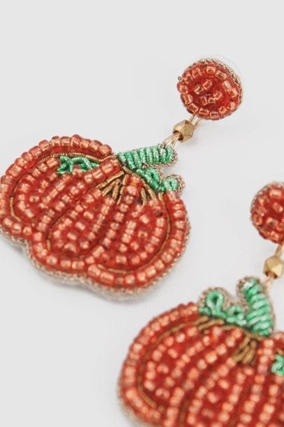 Beaded Pumpkin Earrings - Handmade Orange Halloween Jewellery | My Doris