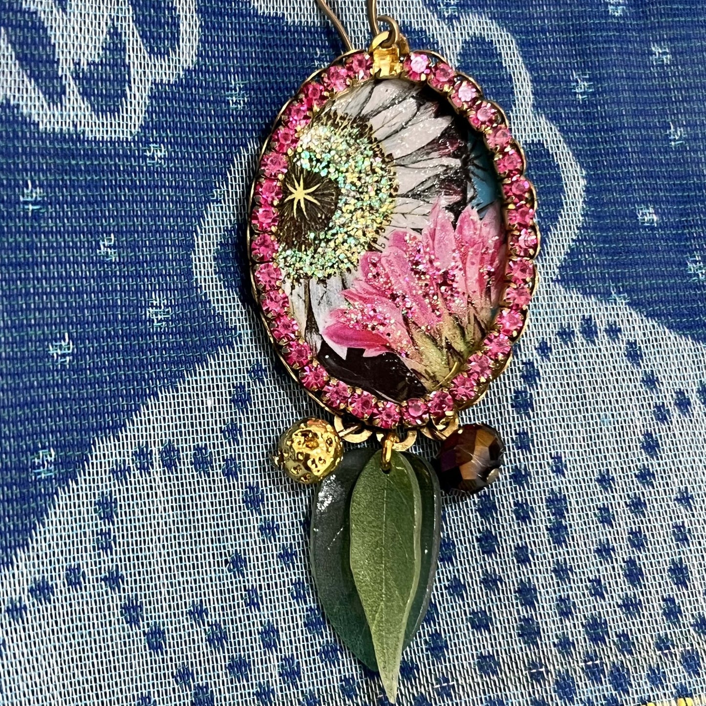 100% Unique Pink Blossom Leaf Earrings | Handcrafted Jewellery by Diana Wilson