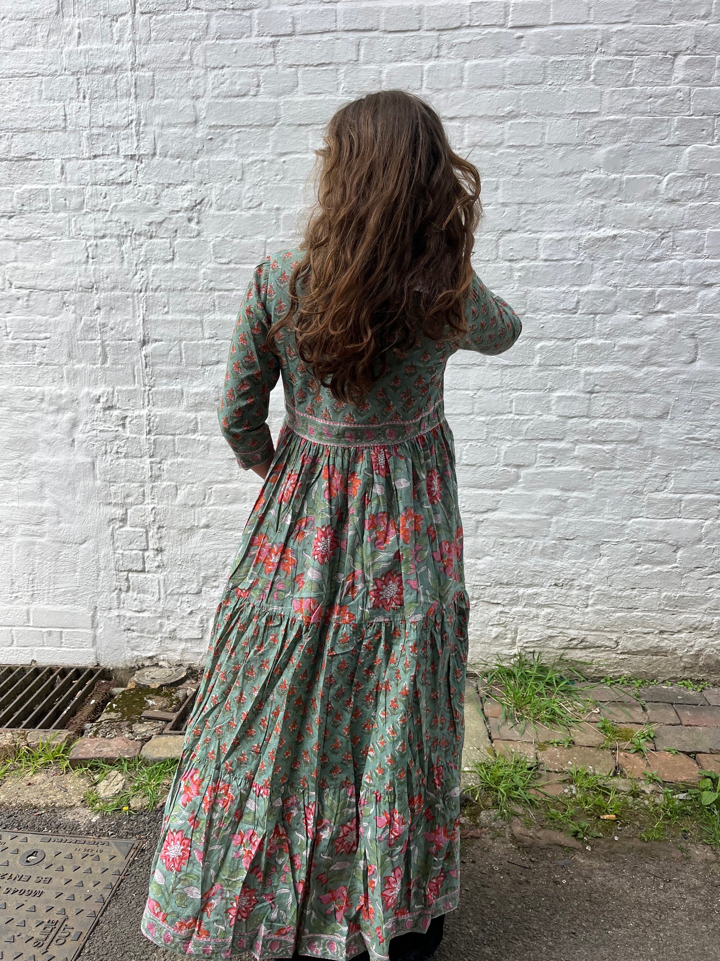 Turquoise and Pink Floral Maxi Dress